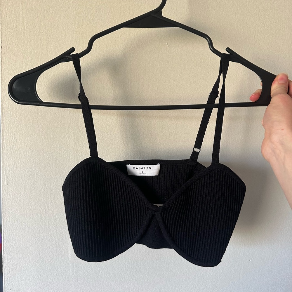 Aritzia Babaton Black Ribbed Bralette